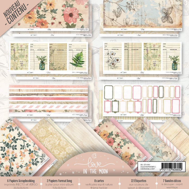 Set Papiers Scrapbooking - Printemps Charmant - Love in the Moon