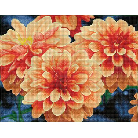 KIT BRODERIE DIAMANT SQUARES - PEACH DAHLIAS