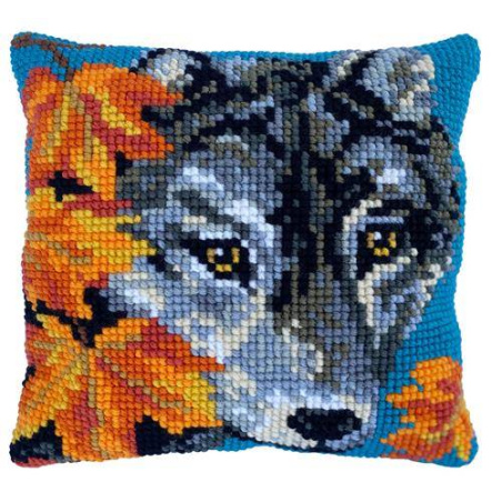 COUSSIN POINT DE CROIX LADYBIRD - LOUP - 40 X 40 CM