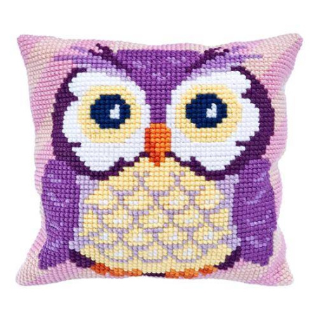 COUSSIN POINT DE CROIX LADYBIRD - HIBOU - 40 X 40 CM