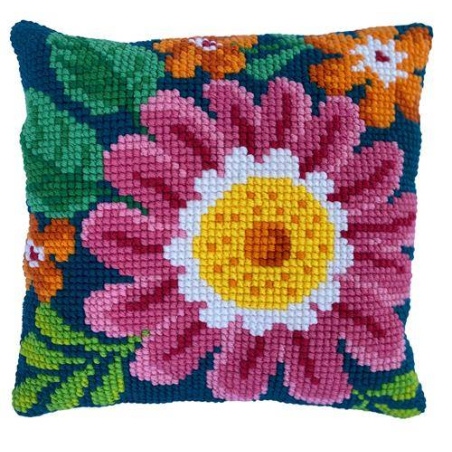 COUSSIN POINT DE CROIX LADYBIRD - JOUR DE PRINTEMPS - 40 X 40 CM