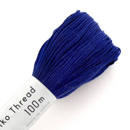 FIL SASHIKO UNI - COL 119 - BLEU NUIT - LOT DE 3 ECH. DE 100 M