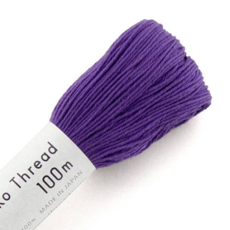 FIL SASHIKO UNI - COL 124 - VIOLET - LOT DE 3 ECH. DE 100 M