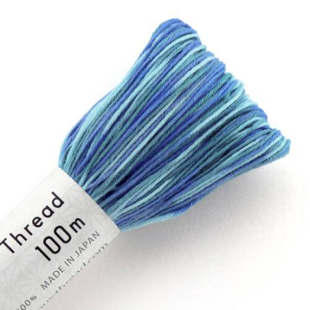 FIL SASHIKO DEGRADE - COL 191 - BLEU - LOT DE 3 ECH. DE 100 M