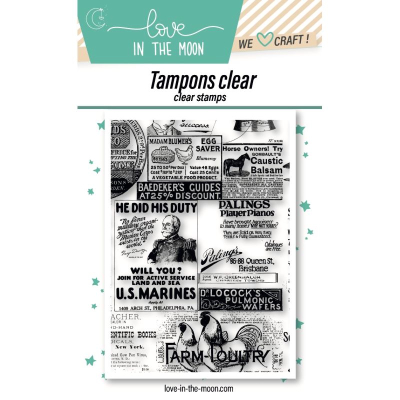 Planche de tampons - Texture journaux - Love in the Moon