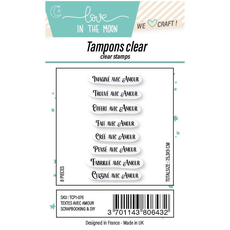 Planche de tampons - Textes avec amour - Love in the Moon