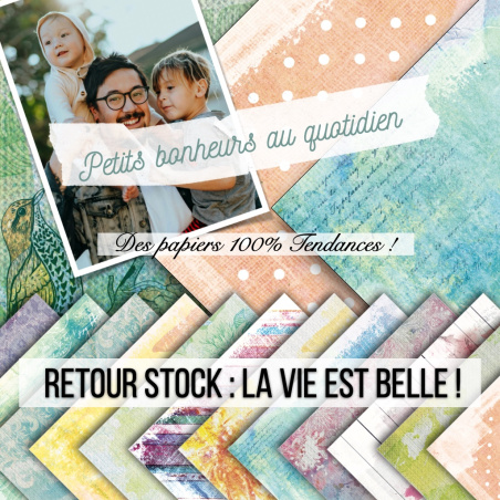 Set papiers La vie est belle - 6 papiers 30,5x31,5 cm + 6 papiers 12x30,5cm