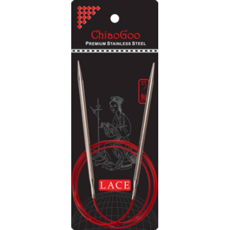 AIGUILLES CIRCULAIRES FIXES METAL CHIAOGOO RED LACE - 120CM - N°6.5 