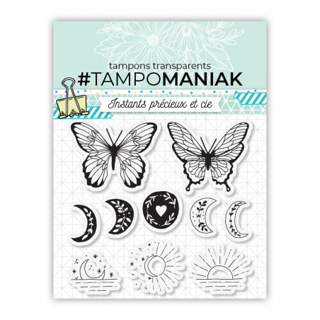 Planche de tampons - Lunes & Papillons - 10x10cm