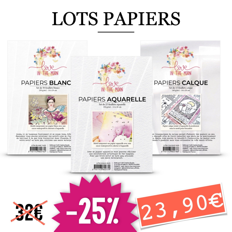 -25% OFFRE Papiers : 50 feuilles blanches + 25 feuilles aquarelles + 15 feuilles calques - format 14x20cm