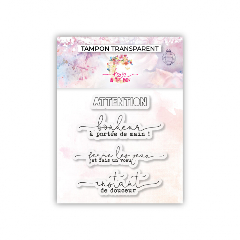 Set de 4 tampons - Bonheur à porté de main - 7,5x7cm