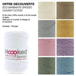 OFFRE DECOUVERTE FILS HOOOKED ECO BARBANTE SPESSO 500G 8 COULEURS X 3 