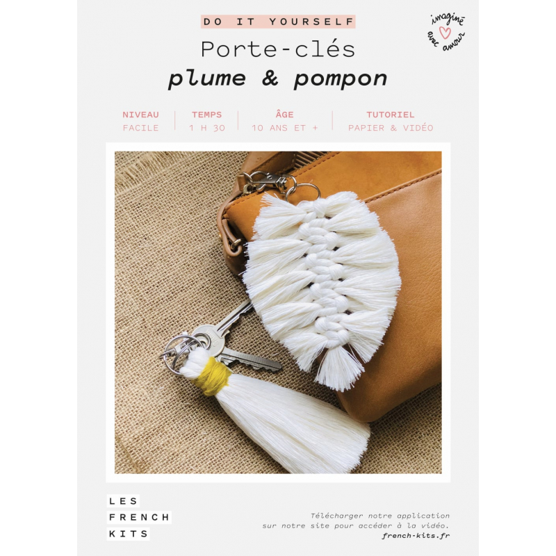 Kit Macramé Porte clés - Plume & Pompon