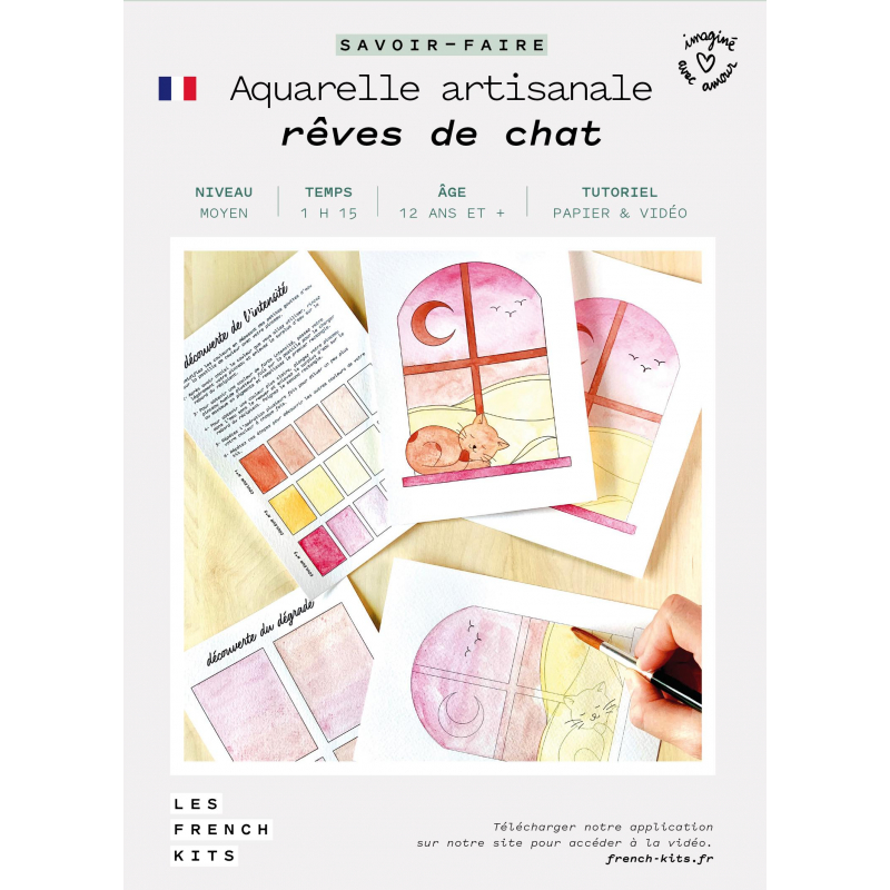 Kit Aquarelle Artisanale "Rêves de chat"