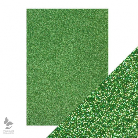 Gamme Glitter : 12 couleurs de papiers Paillettes - Set de 5 feuilles A4 - 250g/m2 - paillettes / glitters - Vert