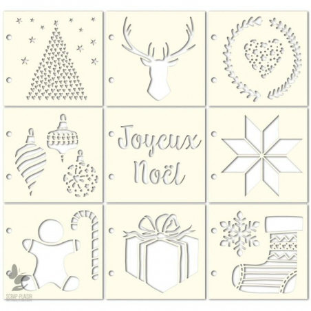 Juego de 9 plantillas navideñas - 10 cm