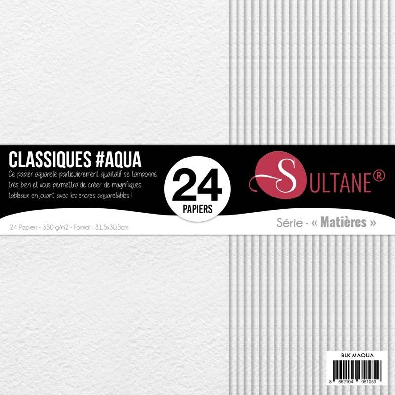 Bloc de 24 papiers Sultane Aqua pour l'aquarelle - 350 g/2 - 31,5x30,5 cm