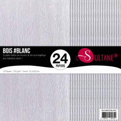Bloc de 24 papiers Sultane Bois Blanc - 300 g/m2 - 31,5x30,5 cm