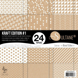 Set de 24 papiers Sultane Kraft Edition 1  - 250 g/2 - 31,5x30,5 cm