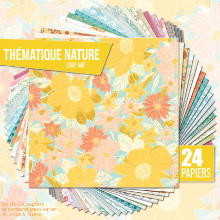 Juego de 24 papeles con temática de la naturaleza - 30x30cm