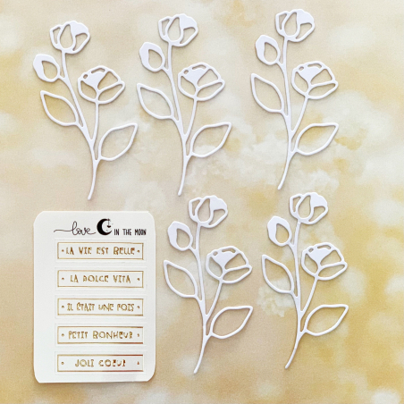 5 découpes de fleurs + stickers dorés 5 expressions pour les coller - LITM-DC-001