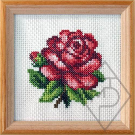 KIT PT DE CROIX IMPRIMEE 11 X 11 CM - LA ROSE ROUGE