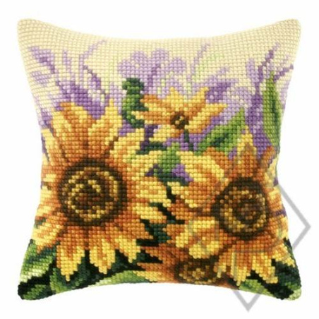 COUSSIN PT DE CROIX EN KIT 40 X 40 CM - TOURNESOLS