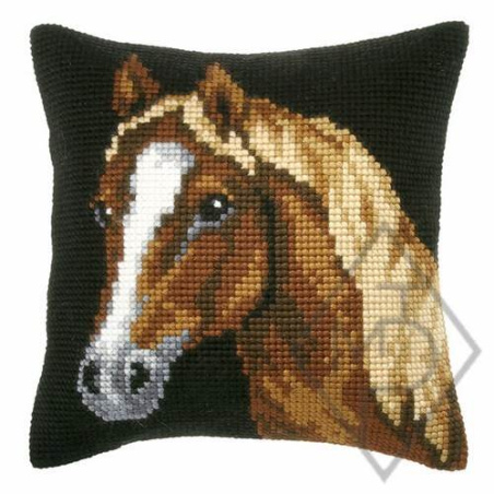 COUSSIN PT DE CROIX EN KIT 40 X 40 CM - LA TÊTE DE CHEVAL