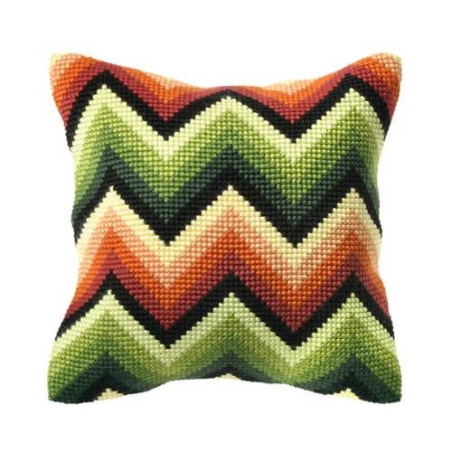 COUSSIN PT DE CROIX EN KIT 40 X 40 CM - LIGNES BRISÉES