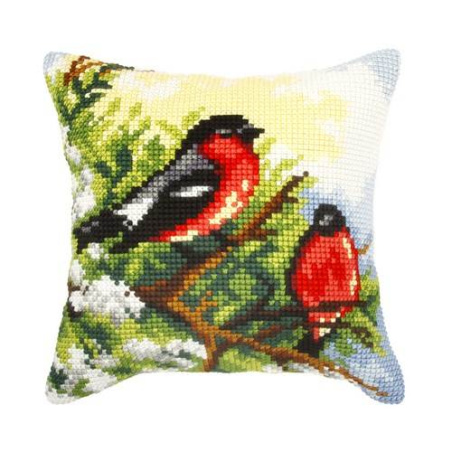 COUSSIN PT DE CROIX EN KIT 40 X 40 CM - DEUX ROUGES-GORGES