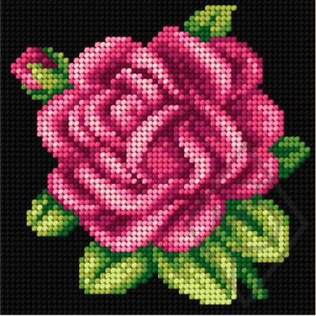 CANEVAS BLANC 15 X 15 CM - ROSE ROSE