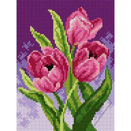 CANEVAS BLANC 18 X 24 CM - TULIPES