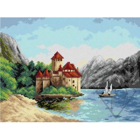 CANEVAS ANTIQUE 30 X 40 CM - AU BORD DU LAC