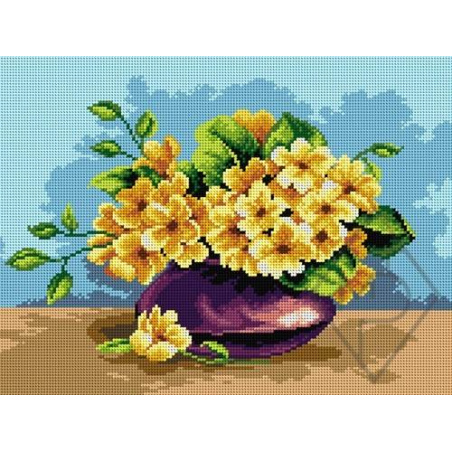 CANEVAS ANTIQUE 30 X 40 CM - BOUQUETS DE FLEURS JAUNE