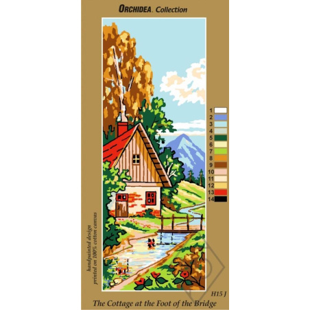 CANEVAS ANTIQUE HANDPAINTED 18 X 50 CM - CHALET À LA MONTAGNE