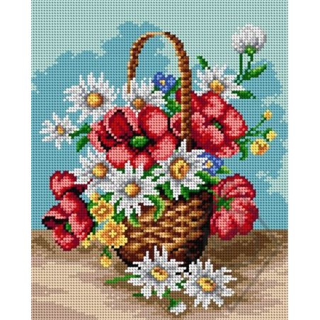 CANEVAS ANTIQUE 24 X 30 CM - PANIER DE MARGUERITES