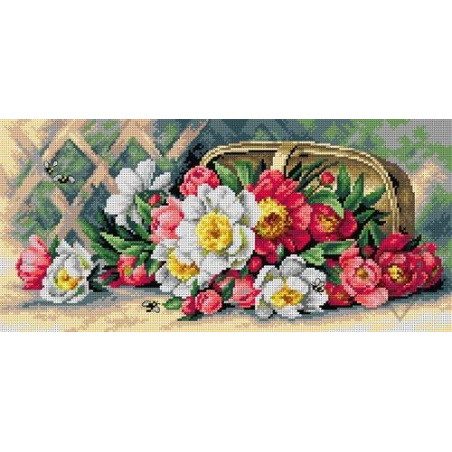 CANEVAS ANTIQUE 24 X 51 CM - PANIER DE FLEURS