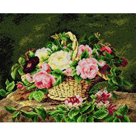 CANEVAS ANTIQUE 40 X 50 CM - CORBEILLE DE ROSES