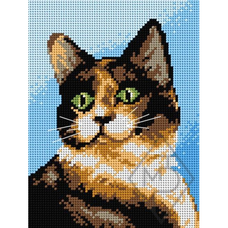 CANEVAS BLANC 18 X 24 CM - TÊTE DE CHAT