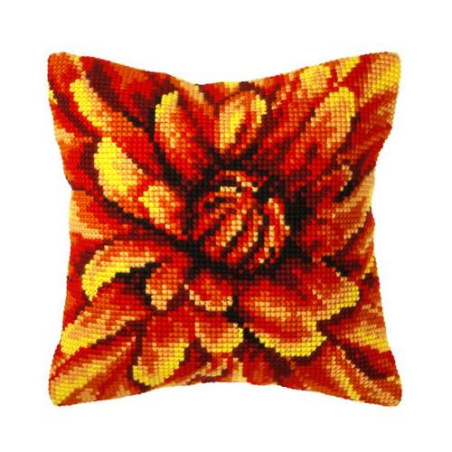 COUSSIN PT DE CROIX EN KIT 40 X 40 CM - DAHLIA