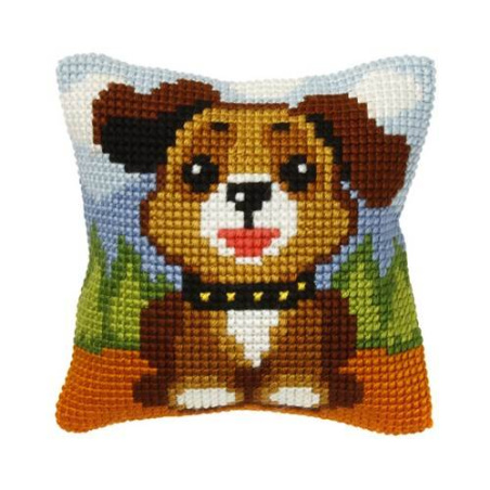 COUSSIN PT DE CROIX EN KIT 25 X 25 CM - PETIT CHIOT