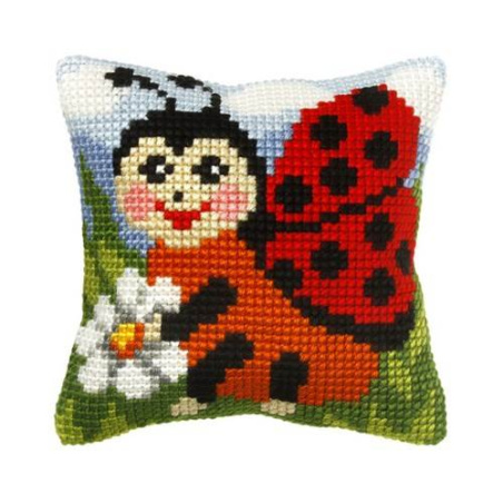 COUSSIN PT DE CROIX EN KIT 25 X 25 CM - COCCINELLE