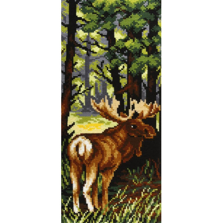 KIT TAPIS SUR CANEVAS IMPRIME 40 X 89 CM - ELAN DANS LA FORÊT