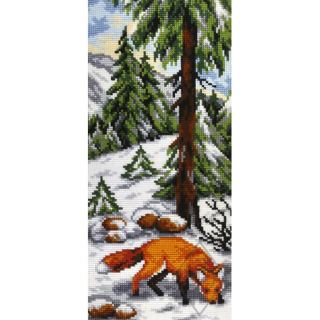 KIT TAPIS SUR CANEVAS IMPRIME 40 X 89 CM - RENARD DANS LA FORÊT