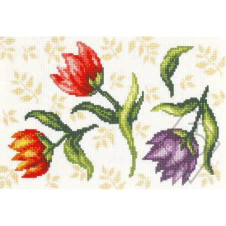 KIT TAPIS SUR CANEVAS IMPRIME 50 X 75 CM - LES TULIPES