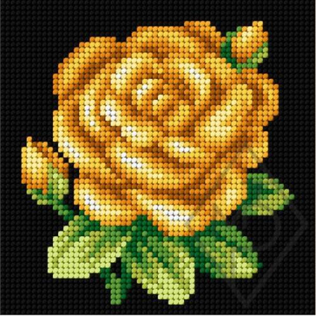 CANEVAS BLANC 15 X 15 CM - ROSE JAUNE