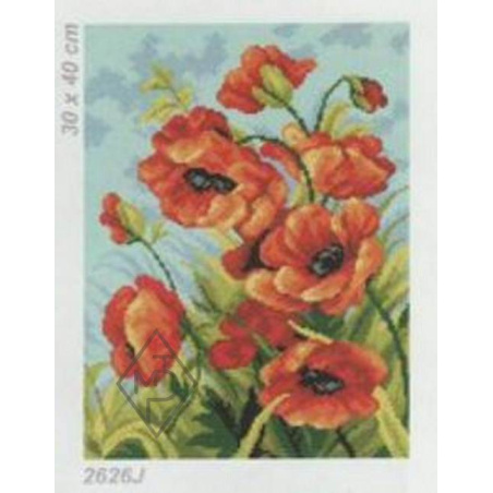 CANEVAS ANTIQUE 30 X 40 CM - LES COQUELICOTS