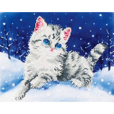 KIT BRODERIE DIAMANT - CHAT DANS LA NEIGE