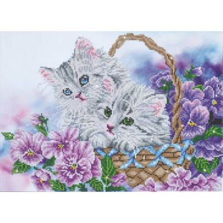 KIT BRODERIE DIAMANT - LES CHATS DANS UN PANIER