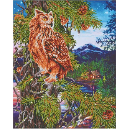 KIT BRODERIE DIAMANT - HIBOU AU CREPUSCULE